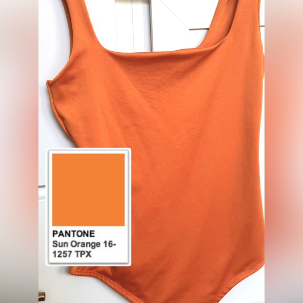BRAND NEW / NEVER WORN Orange One Piece Body Suit - Picture 2 of 7